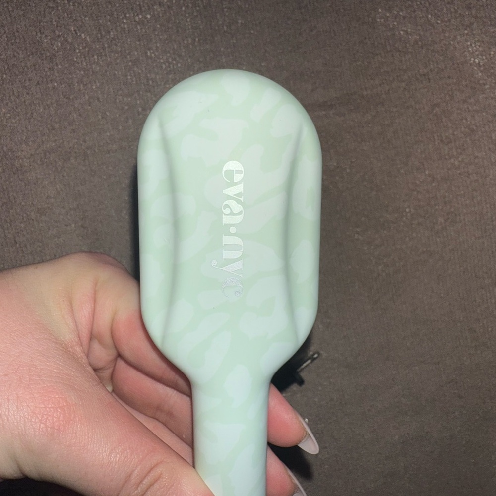 Eva NYC Mint green leopard mini heated Hair Brush